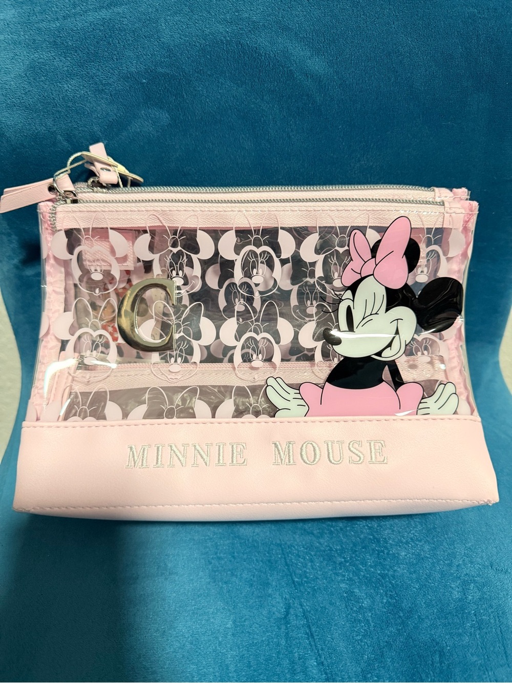 Disney Minnie Mouse Pink Clear Cosmetic Pouch